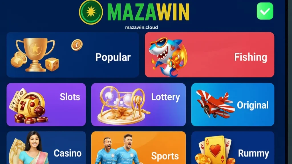 Mazawin Game Download Menu shows slots and card games